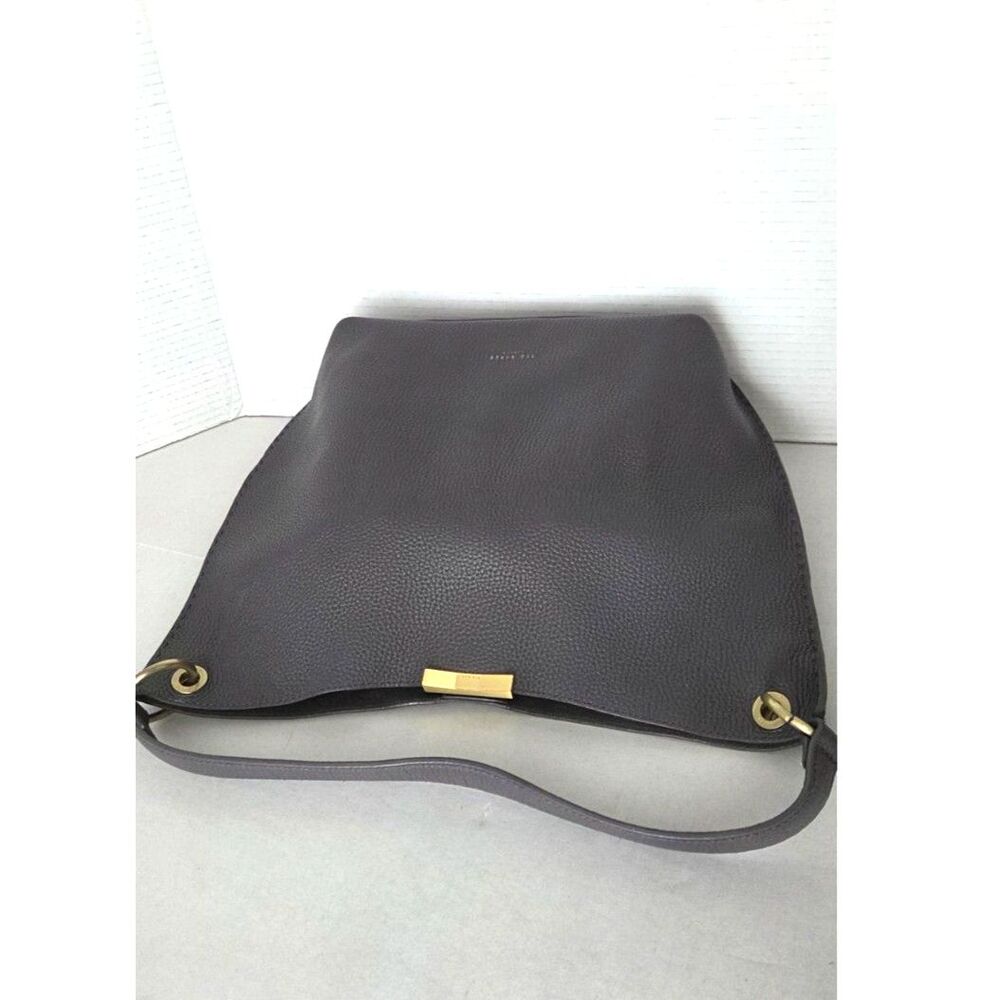 Ted Baker London Candiee Pebbled Leather Charcoal Grey Hobo Bag Gold Hardware